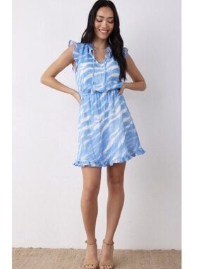 Bella Dahl Linen Ruffle Mini Dress Coastal Summer Medium